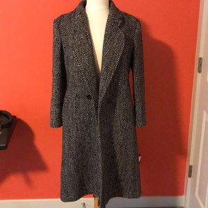 Black and white long peacoat